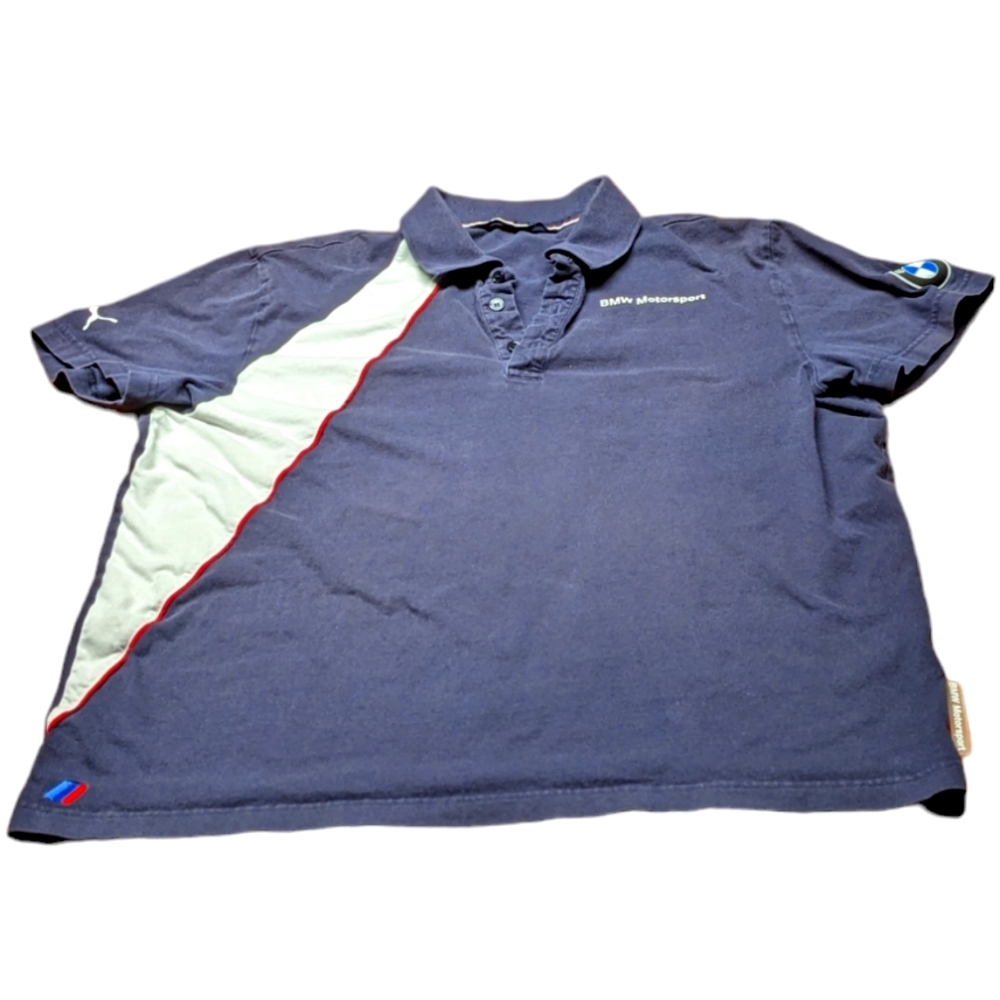 Puma Mens BMW Motorsports Racing Quarter Button Up Short Sleeve Polo Shirt